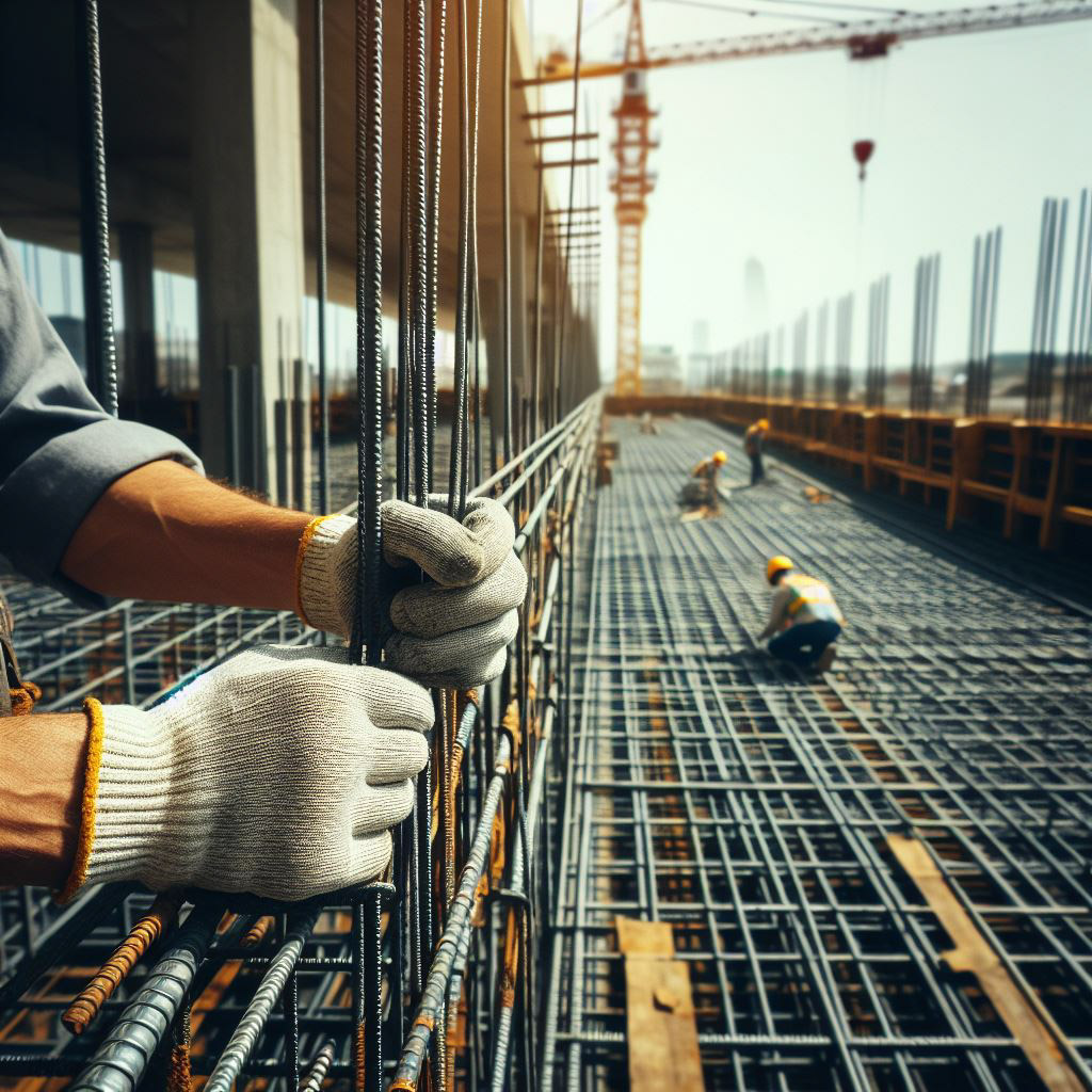 Le ferraillage pour renforcer une structure en béton.