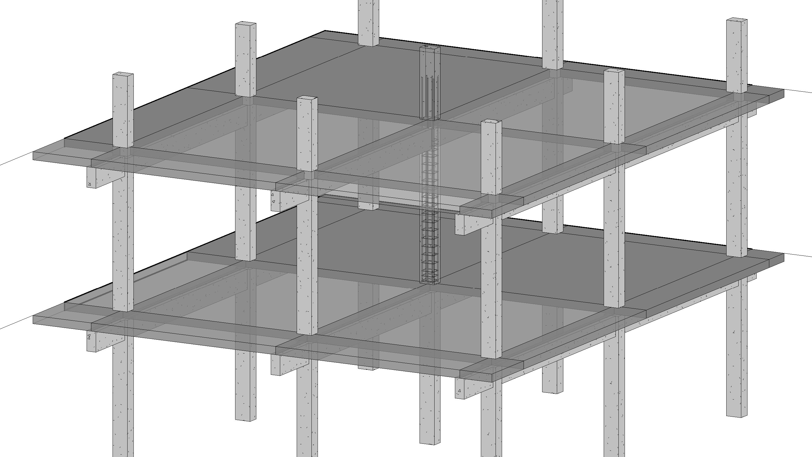 Visualisation 3D du calcul de ferraillage d’un poteau en béton armé – Intégration des dalles et poutres selon Eurocode 2.