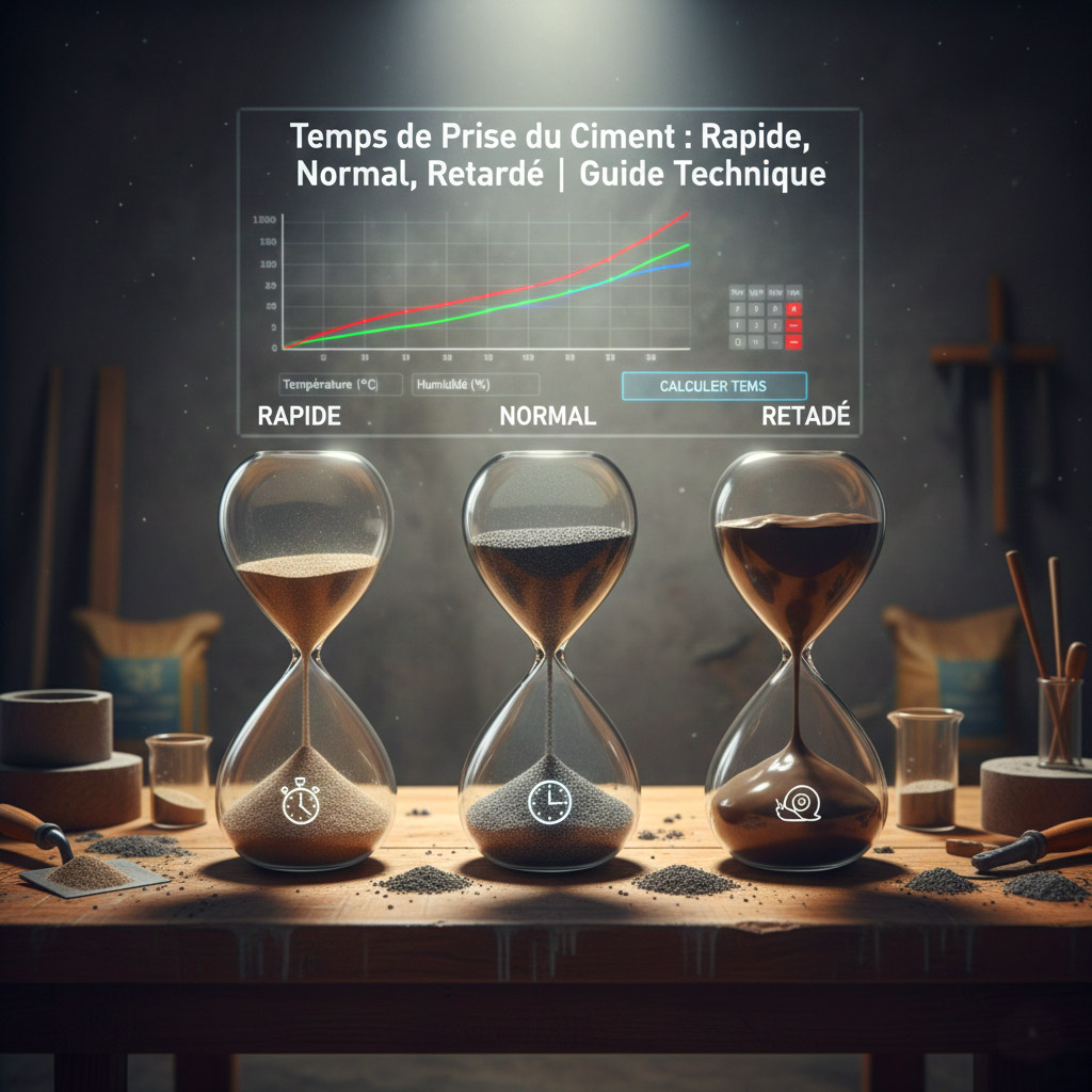 Les temps de prise du ciment (rapide, normal, retardé), leurs différences, usages, durées et erreurs à éviter.